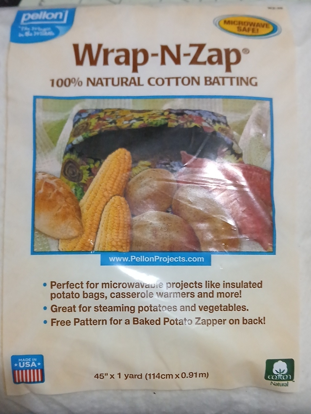 Pellon Wrap-N-Zap 100% Cotton Batting - White